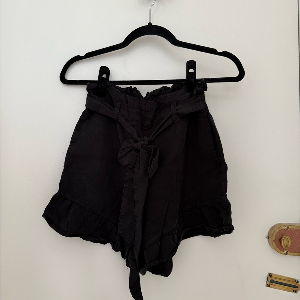 Black Women's Shorts with Tie Waist